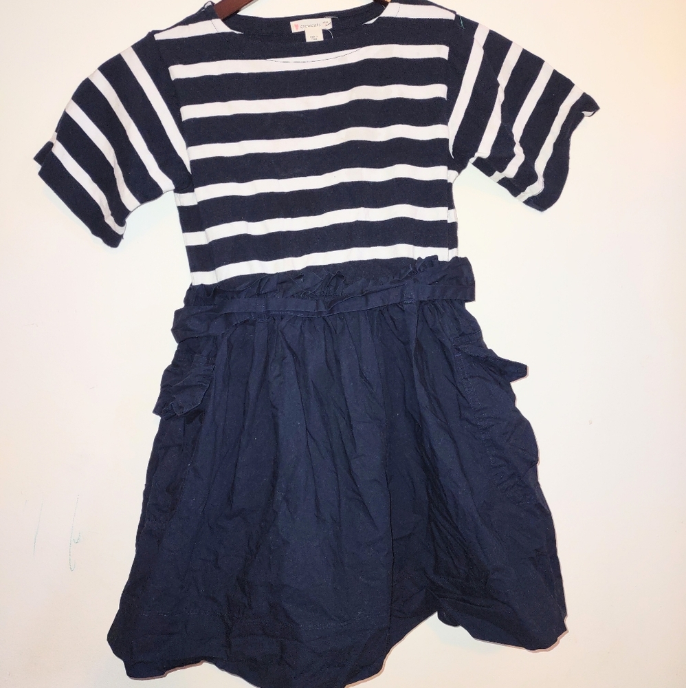 CREWCUTS NAVY BLUE AND WHITE DRESS - SIZE 7